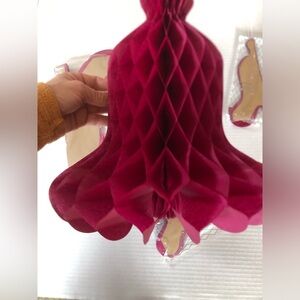 Vtg Honeycomb Bell Decorations Pink